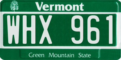VT license plate WHX961