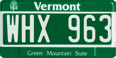 VT license plate WHX963