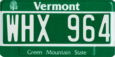 VT license plate WHX964