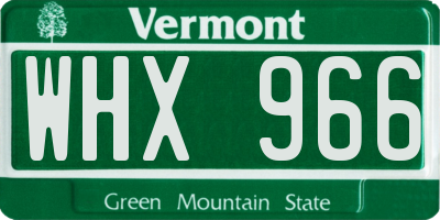 VT license plate WHX966