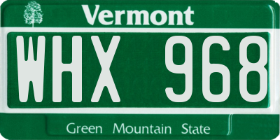 VT license plate WHX968