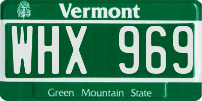 VT license plate WHX969