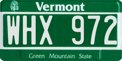 VT license plate WHX972