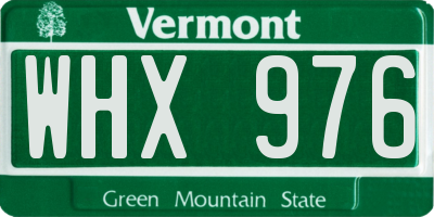 VT license plate WHX976