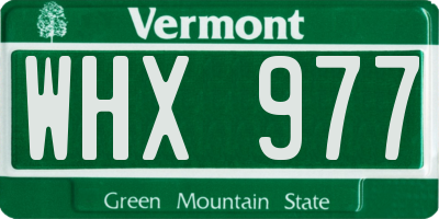VT license plate WHX977