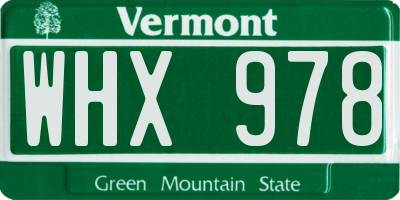 VT license plate WHX978
