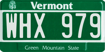 VT license plate WHX979