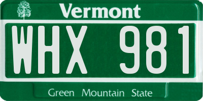 VT license plate WHX981