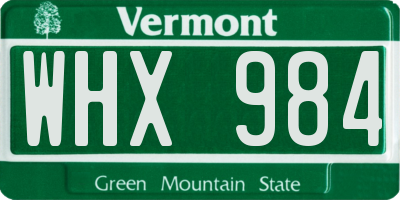 VT license plate WHX984