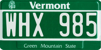 VT license plate WHX985