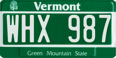 VT license plate WHX987