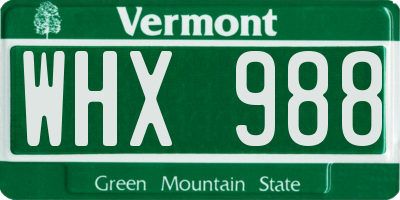 VT license plate WHX988