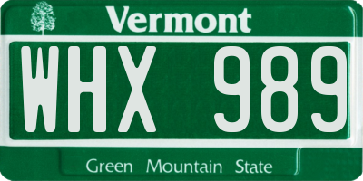 VT license plate WHX989
