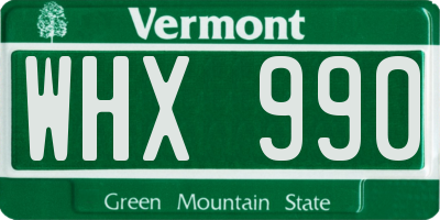 VT license plate WHX990