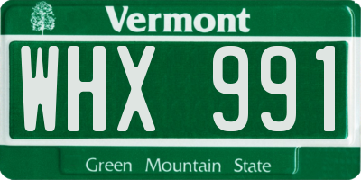 VT license plate WHX991