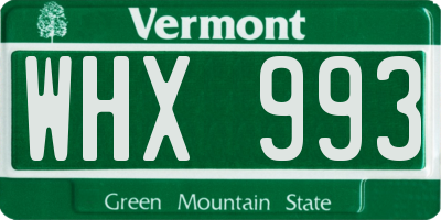 VT license plate WHX993