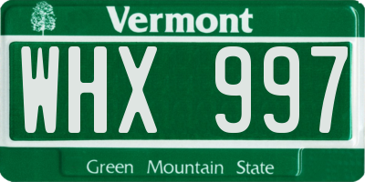 VT license plate WHX997