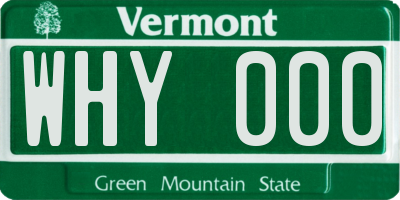 VT license plate WHY000