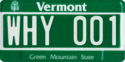 VT license plate WHY001