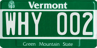 VT license plate WHY002