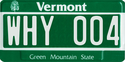 VT license plate WHY004