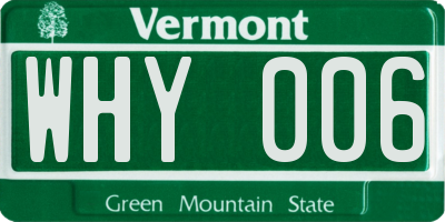 VT license plate WHY006
