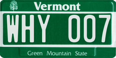 VT license plate WHY007