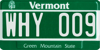 VT license plate WHY009