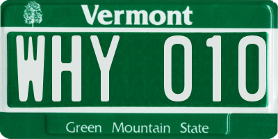 VT license plate WHY010