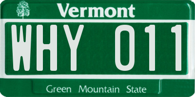 VT license plate WHY011