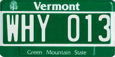 VT license plate WHY013