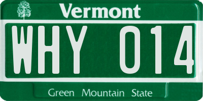 VT license plate WHY014