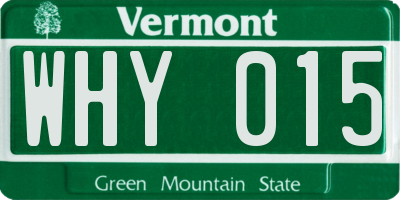 VT license plate WHY015