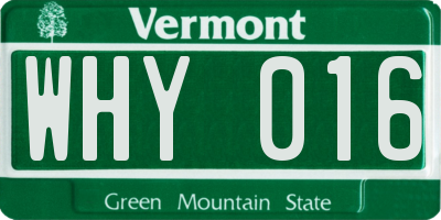 VT license plate WHY016