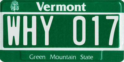 VT license plate WHY017