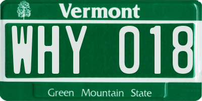 VT license plate WHY018