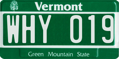 VT license plate WHY019