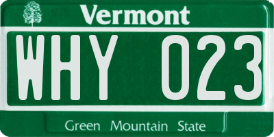 VT license plate WHY023