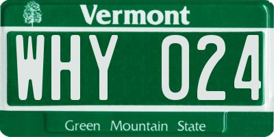 VT license plate WHY024