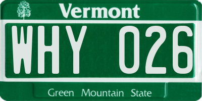 VT license plate WHY026