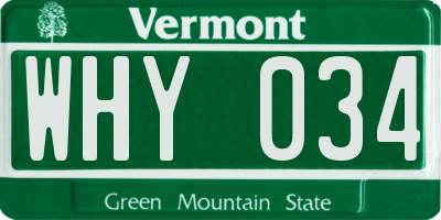 VT license plate WHY034