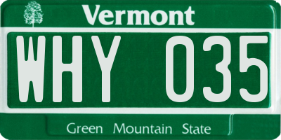 VT license plate WHY035