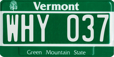 VT license plate WHY037