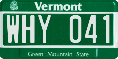 VT license plate WHY041