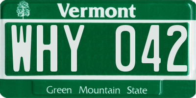 VT license plate WHY042