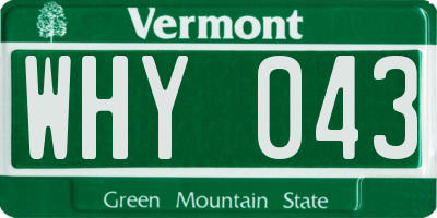 VT license plate WHY043