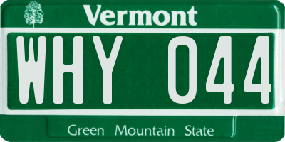 VT license plate WHY044