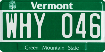 VT license plate WHY046
