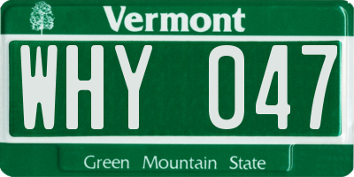 VT license plate WHY047