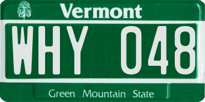 VT license plate WHY048